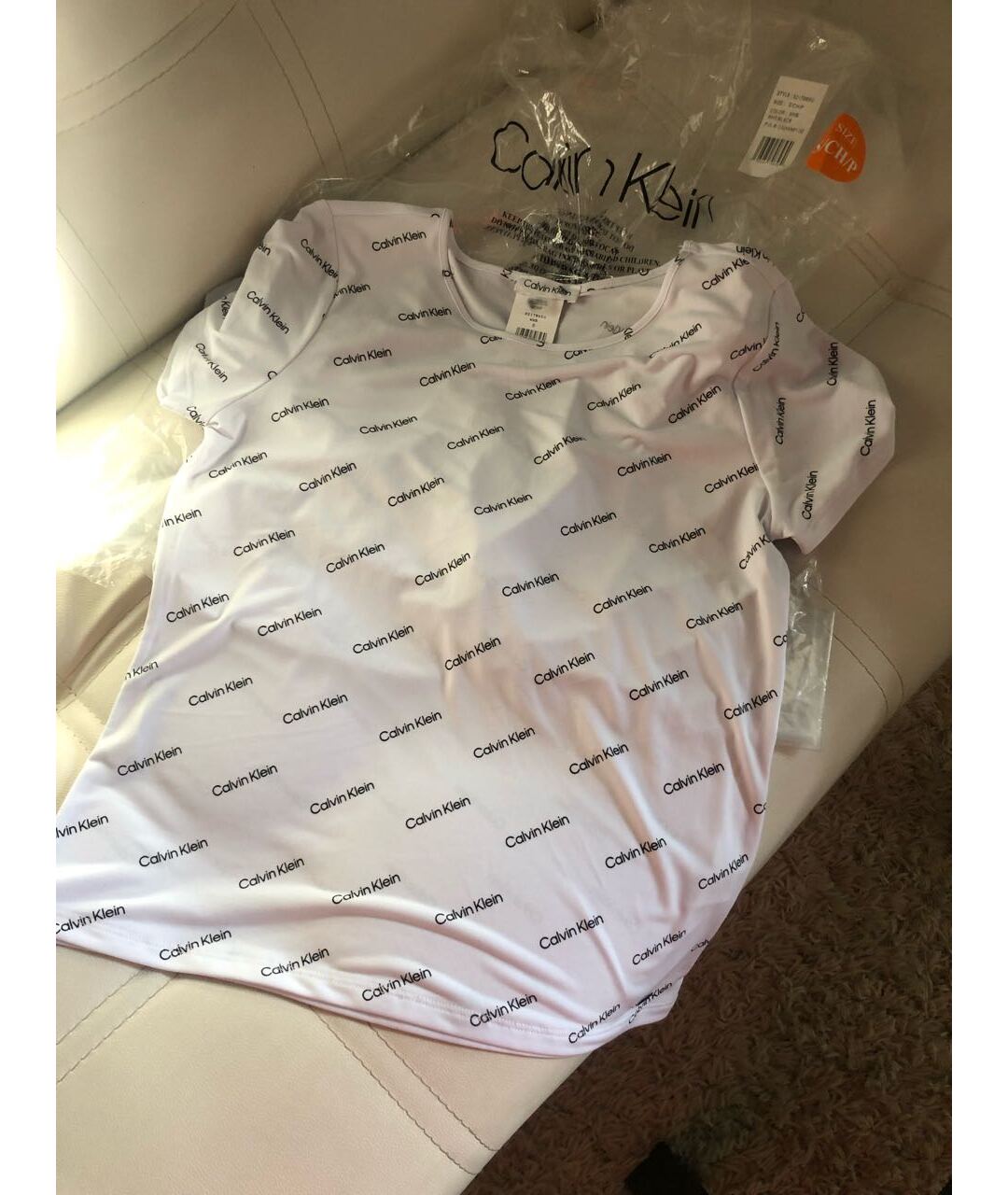 CALVIN KLEIN Белая полиэстеровая футболка, фото 5