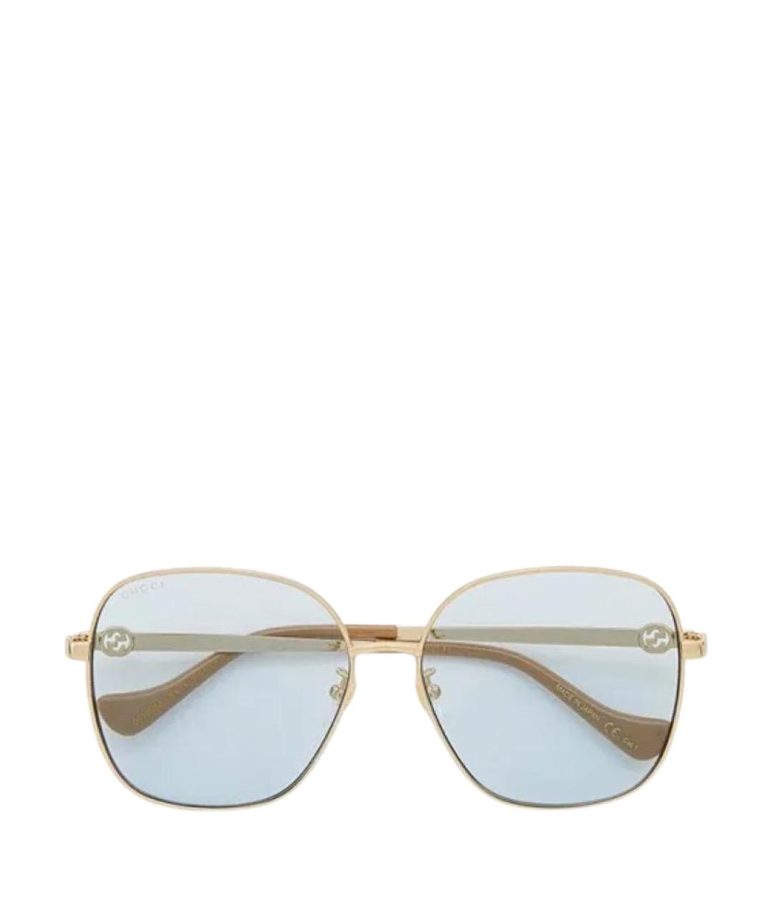 GUCCI Золотые металлические солнцезащитные очки, фото 1