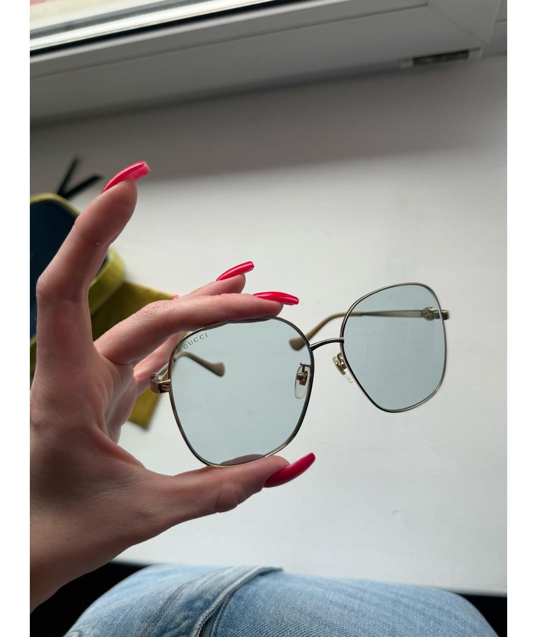 GUCCI Золотые металлические солнцезащитные очки, фото 3