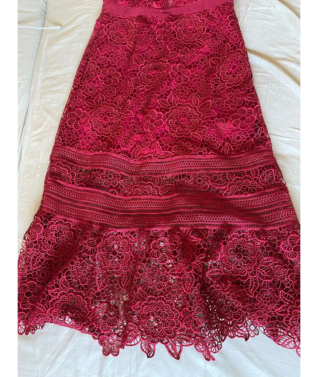 SELF-PORTRAIT Бордовое кружевное коктейльное платье, фото 2