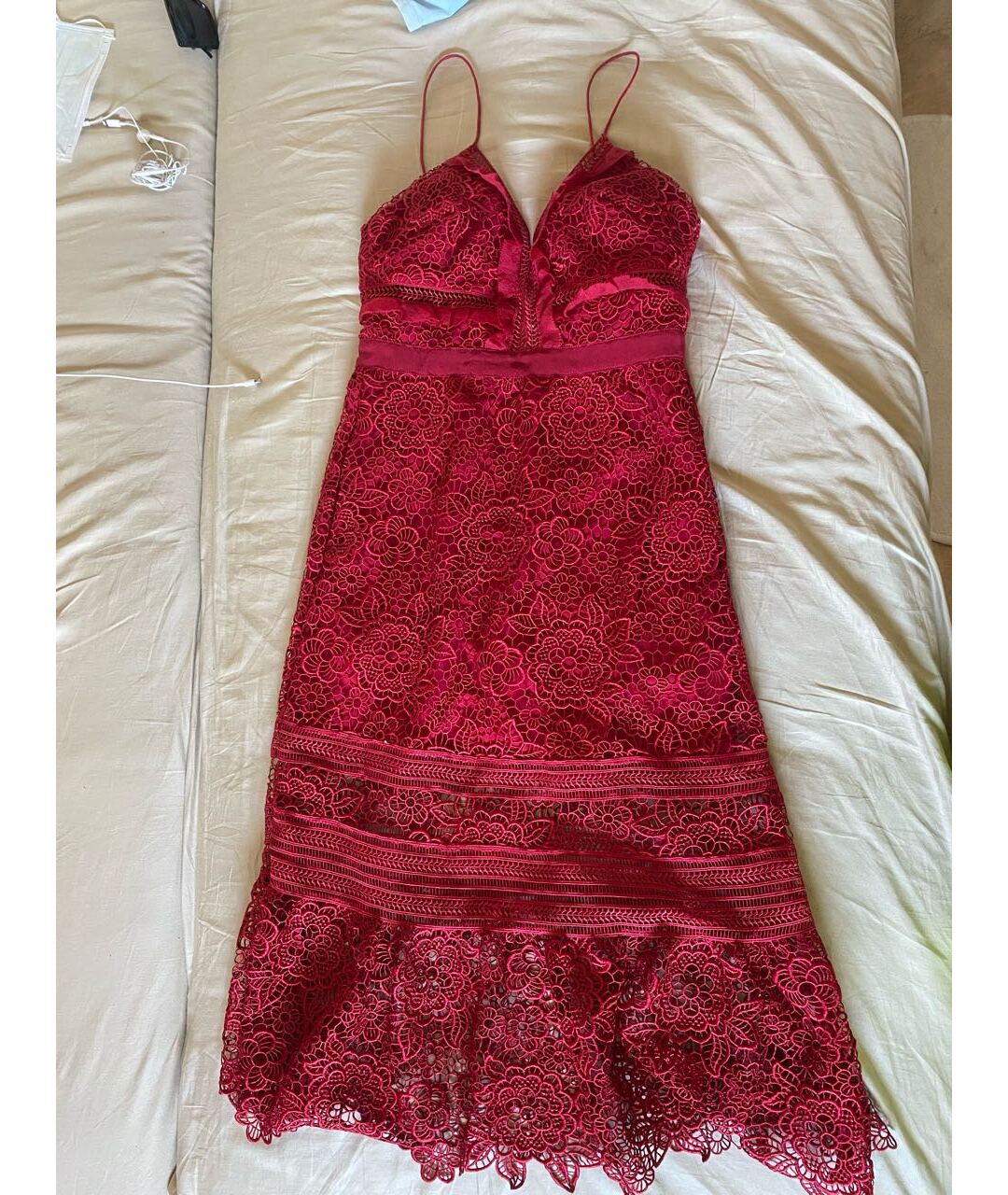 SELF-PORTRAIT Бордовое кружевное коктейльное платье, фото 6