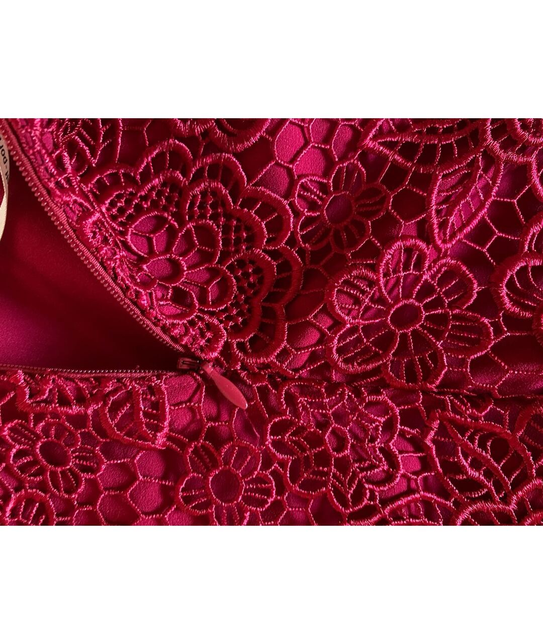 SELF-PORTRAIT Бордовое кружевное коктейльное платье, фото 5