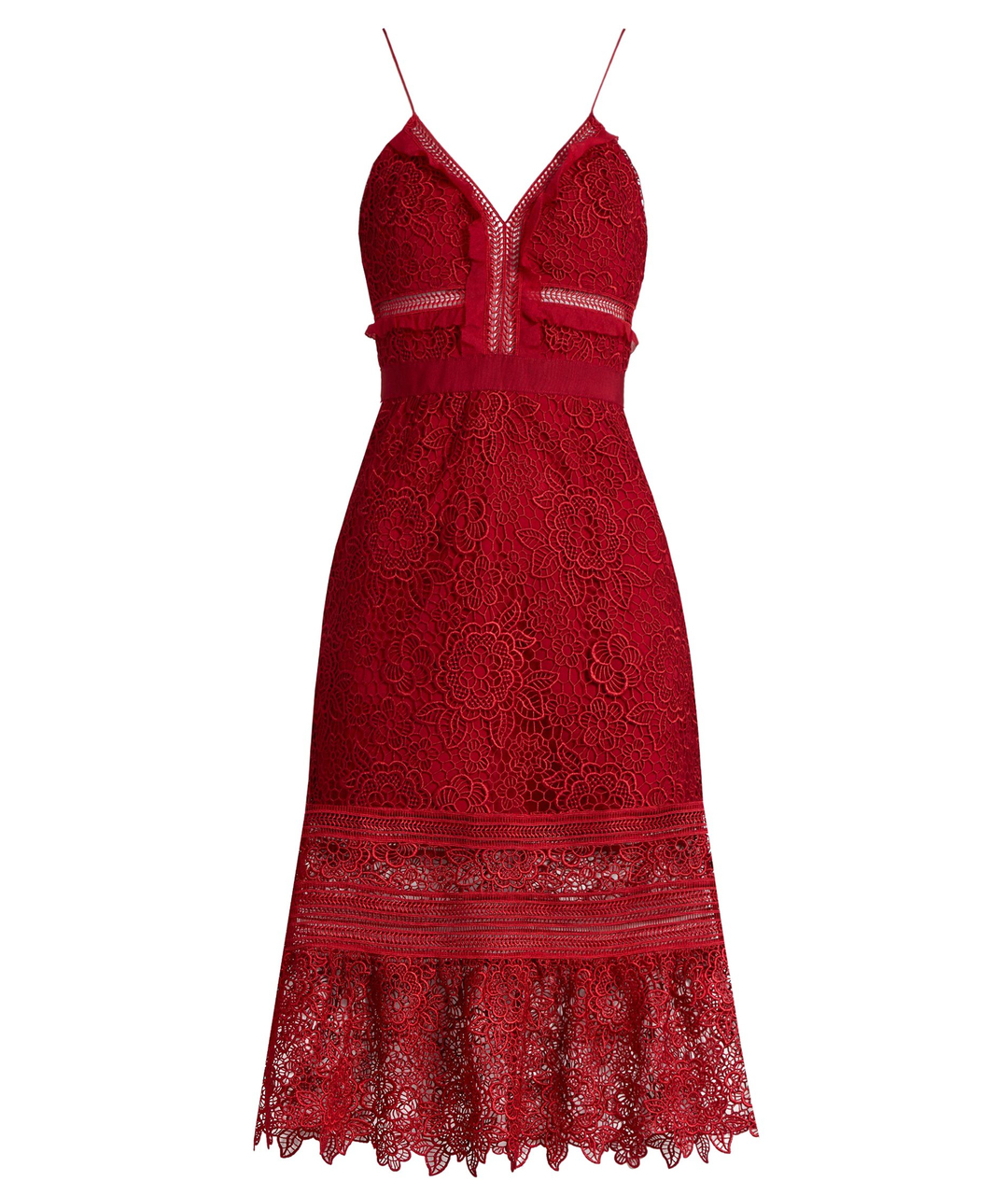 SELF-PORTRAIT Бордовое кружевное коктейльное платье, фото 1