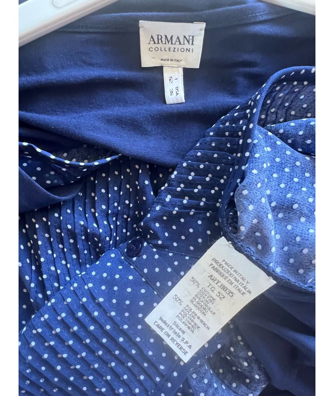 ARMANI COLLEZIONI Темно-синяя хлопковая блузы, фото 3