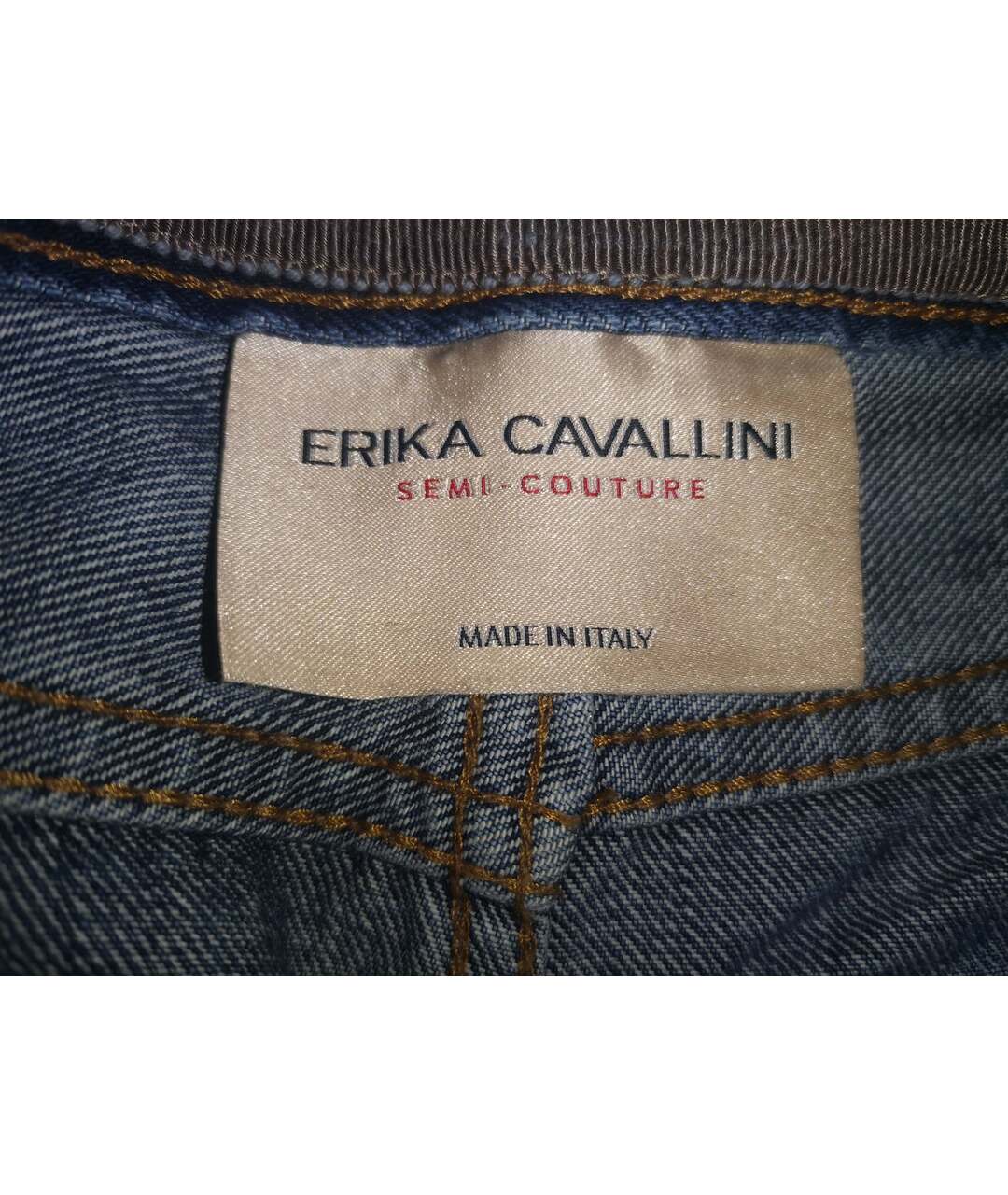 ERIKA CAVALLINI Синие хлопковые прямые джинсы, фото 5