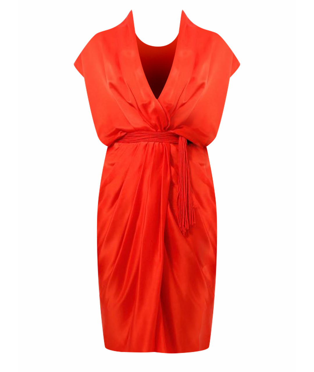 LANVIN Красное шелковое коктейльное платье, фото 1