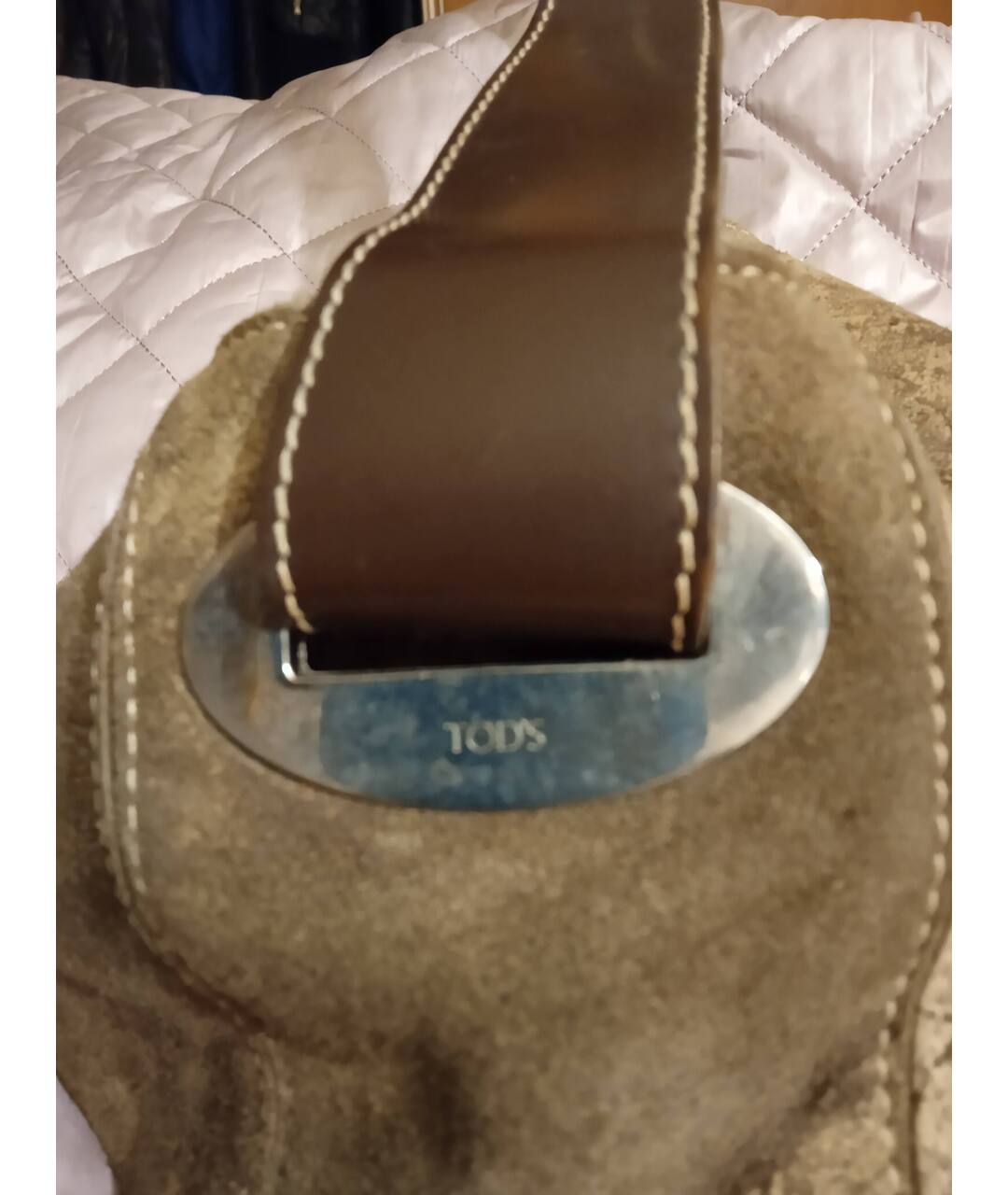 TOD'S Коричневая замшевая сумка с короткими ручками, фото 5