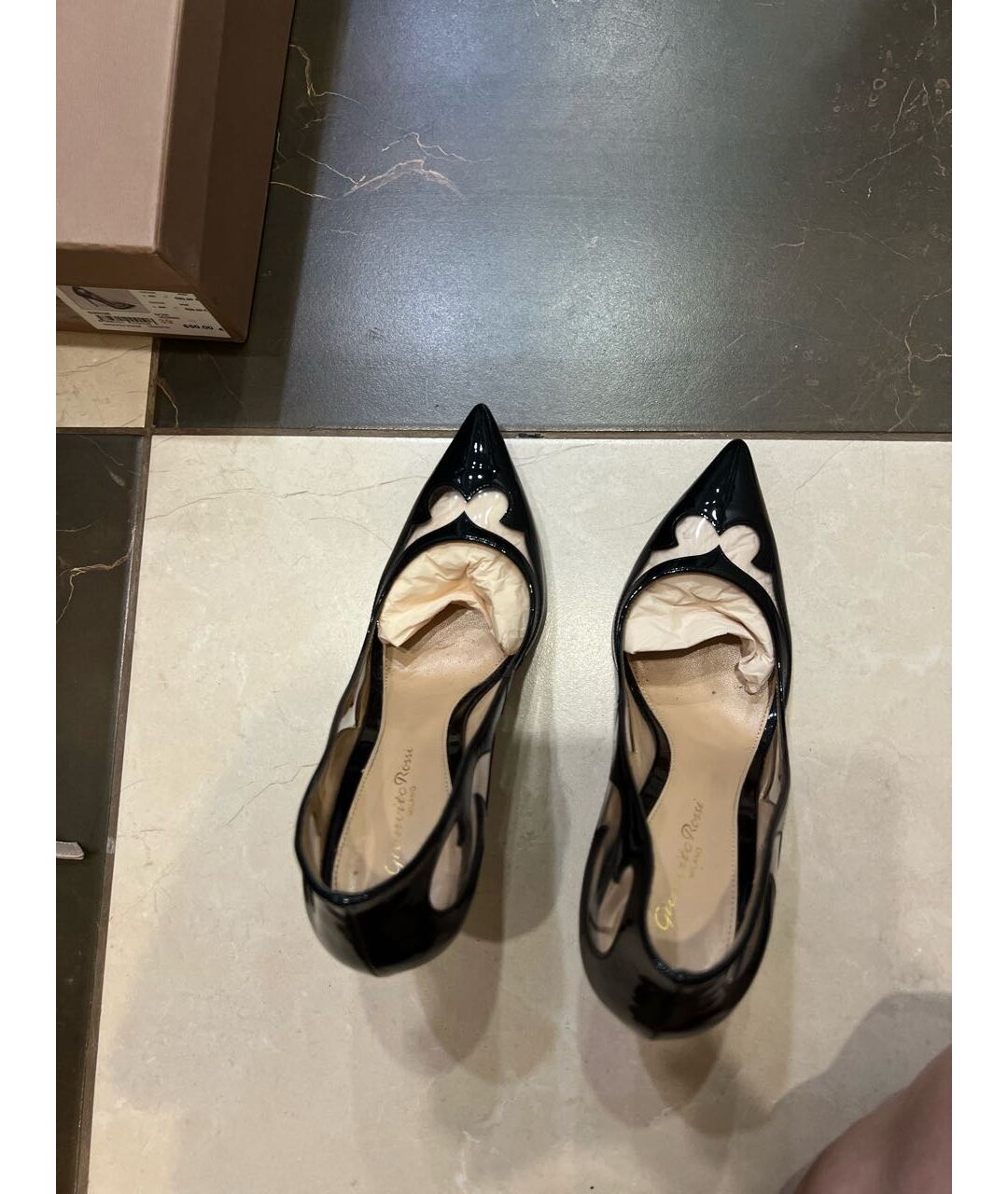 GIANVITO ROSSI Антрацитовые туфли из лакированной кожи, фото 3