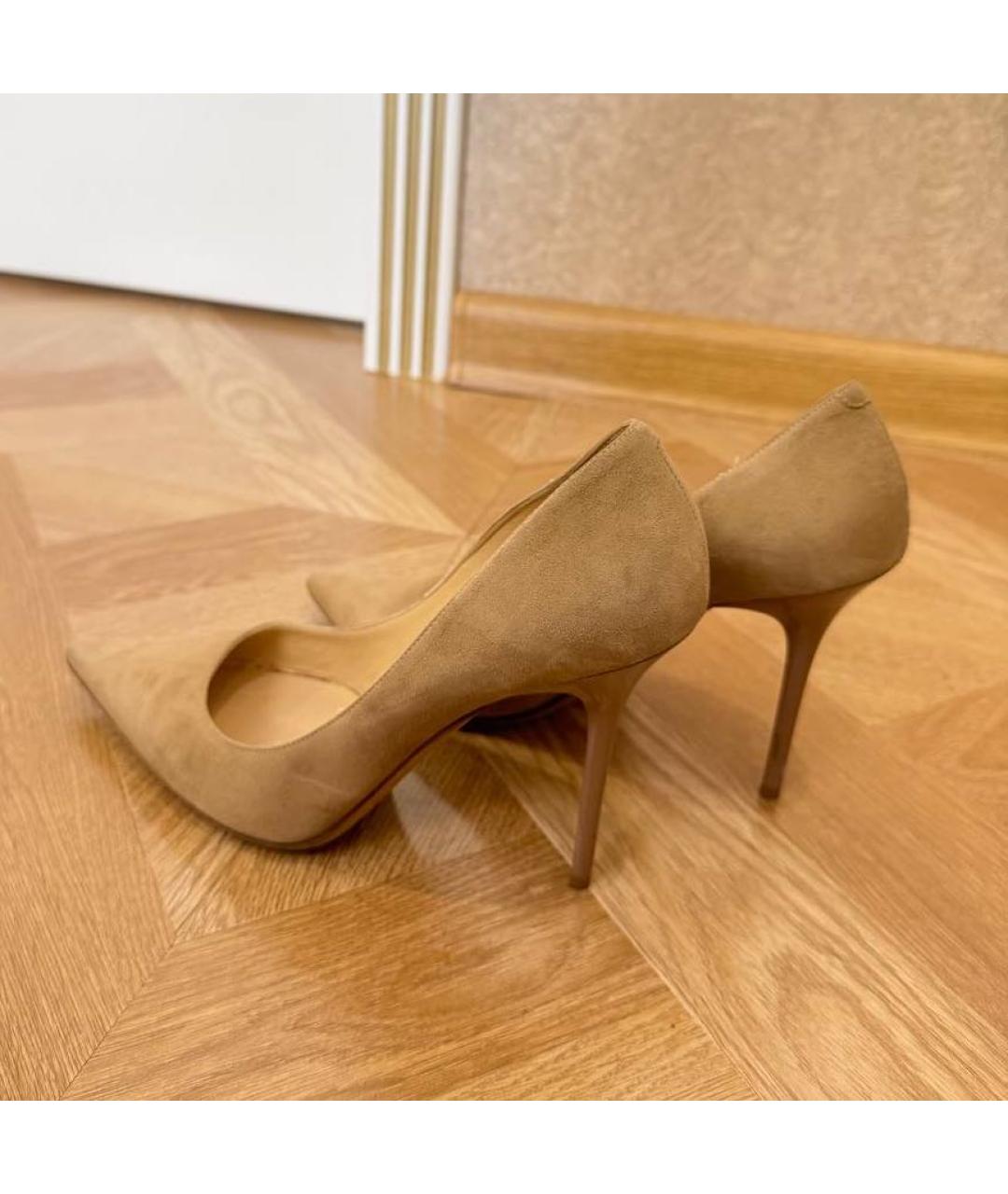 JIMMY CHOO Бежевые замшевые туфли, фото 2