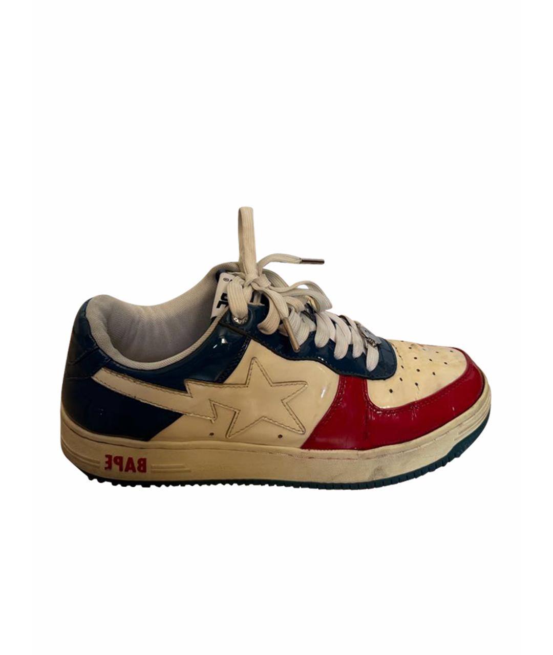 A BATHING APE Мульти низкие кроссовки / кеды из лакированной кожи, фото 1