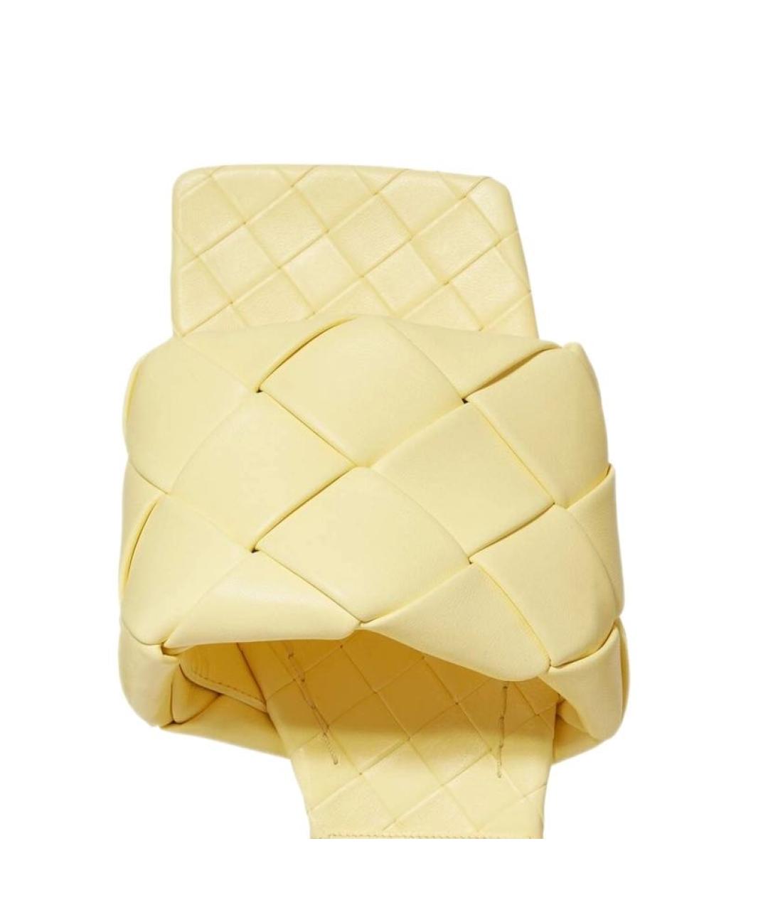 BOTTEGA VENETA Желтые кожаные шлепанцы, фото 3
