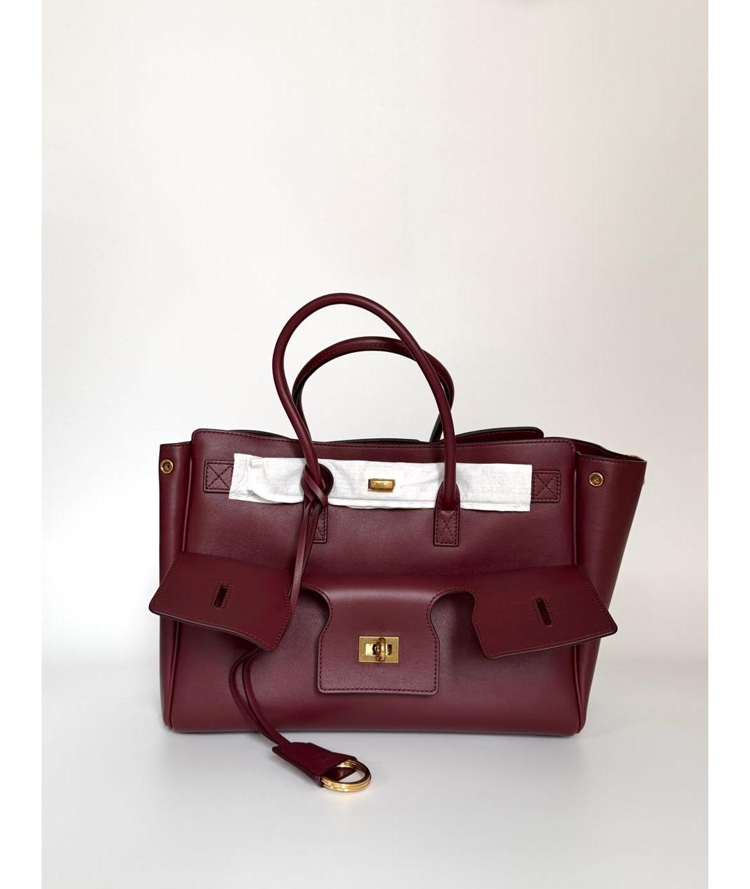 BALENCIAGA Бордовая кожаная сумка с короткими ручками, фото 5