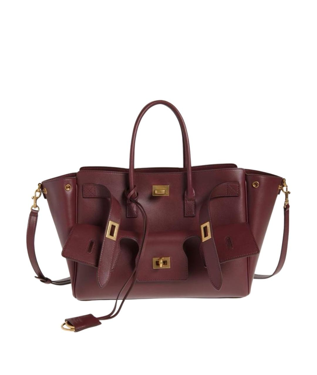BALENCIAGA Бордовая кожаная сумка с короткими ручками, фото 1