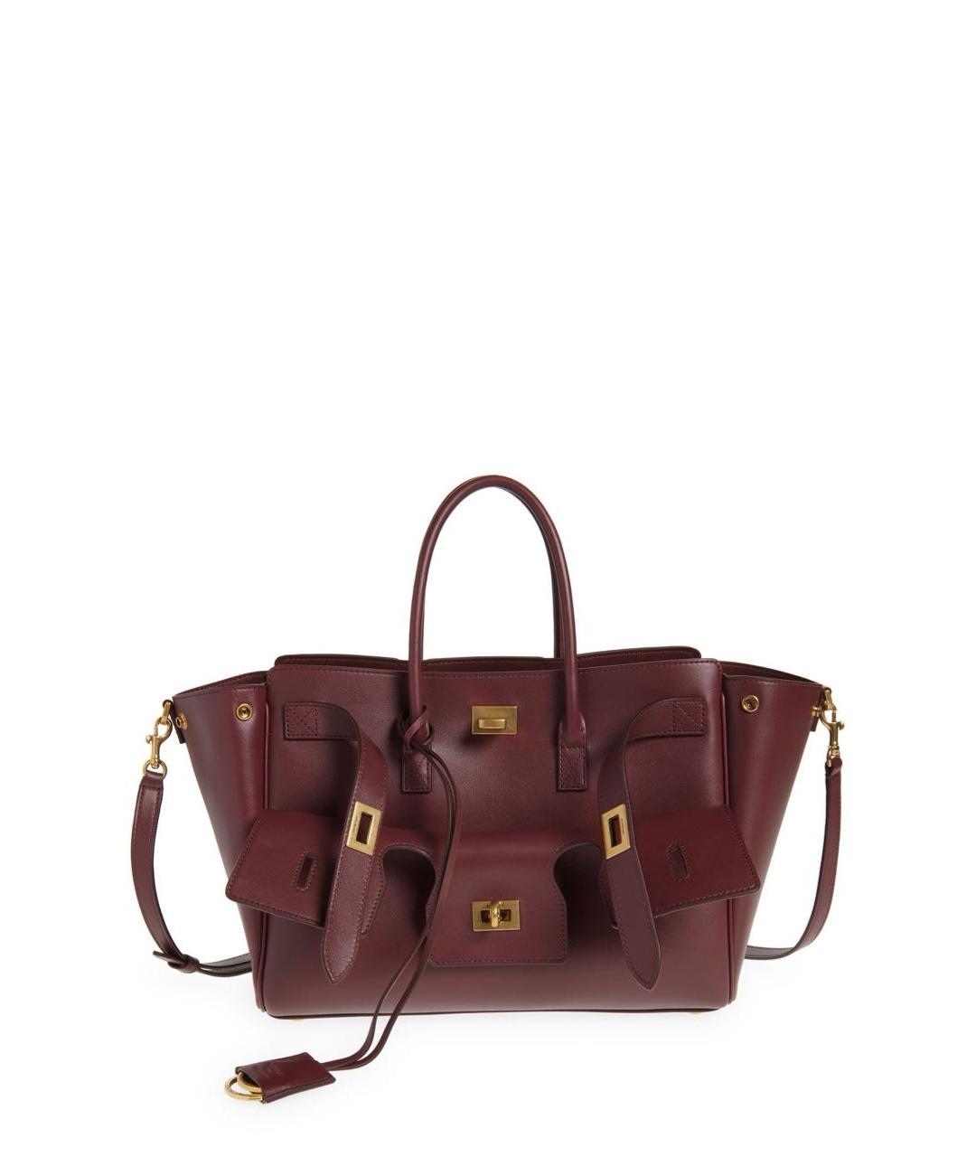 BALENCIAGA Бордовая кожаная сумка с короткими ручками, фото 9
