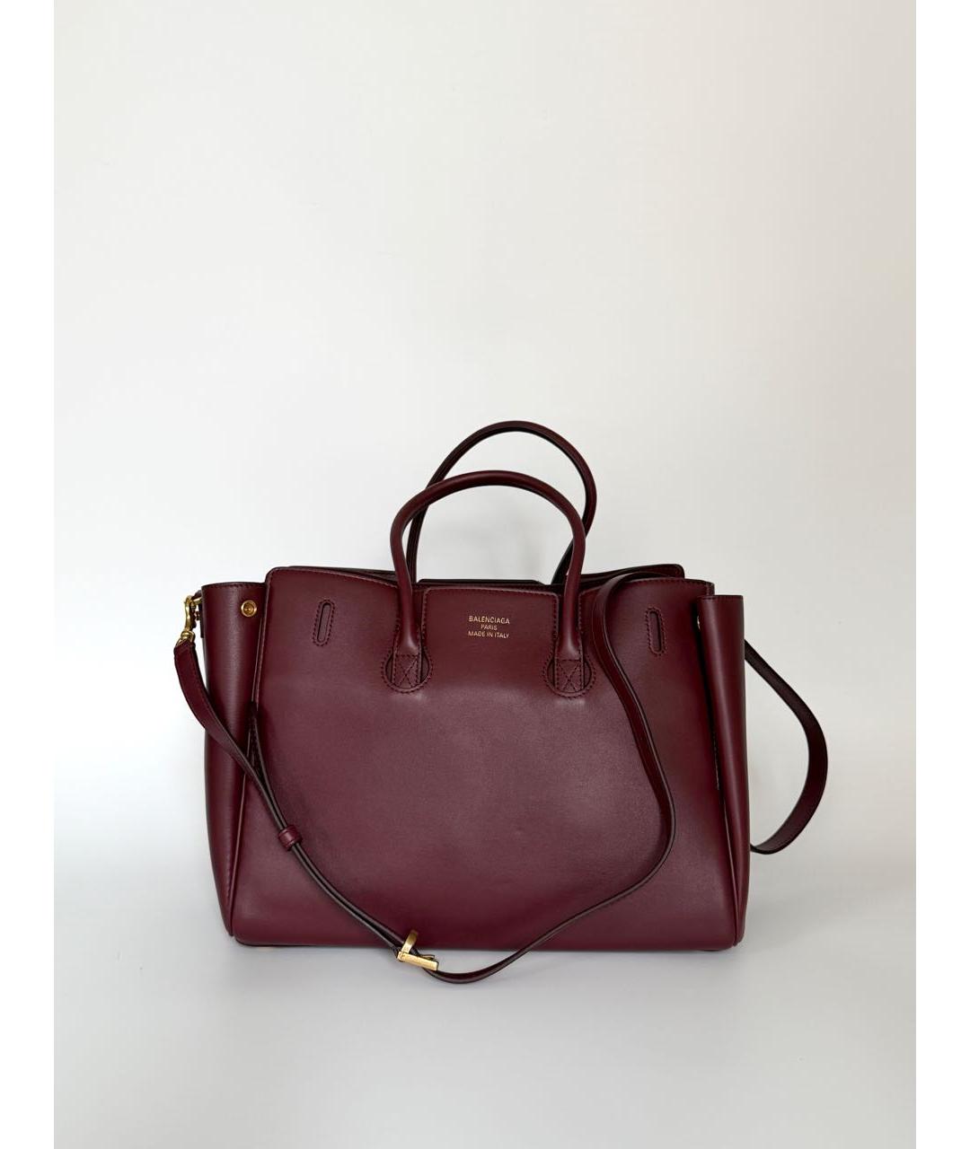 BALENCIAGA Бордовая кожаная сумка с короткими ручками, фото 3