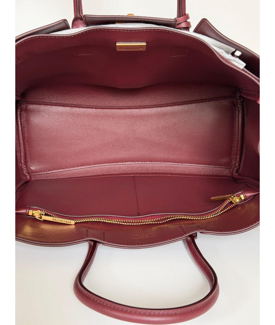 BALENCIAGA Бордовая кожаная сумка с короткими ручками, фото 4
