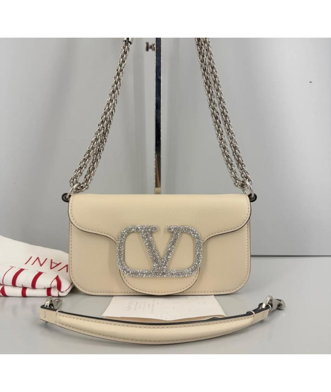 VALENTINO Бежевая кожаная сумка через плечо, фото 2