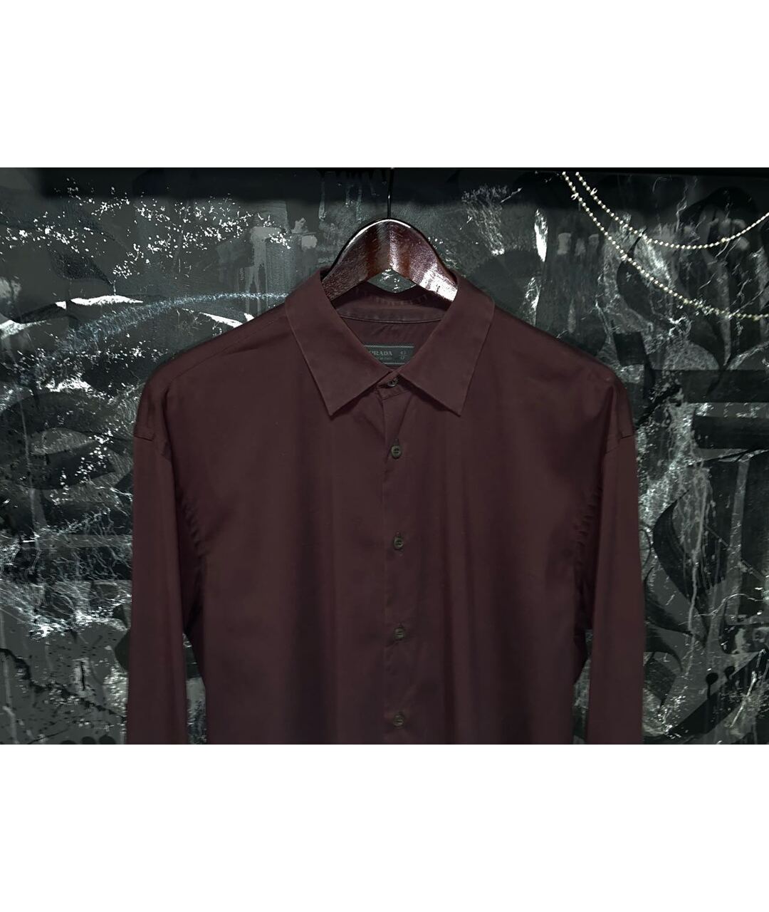 PRADA Бордовая хлопковая классическая рубашка, фото 3