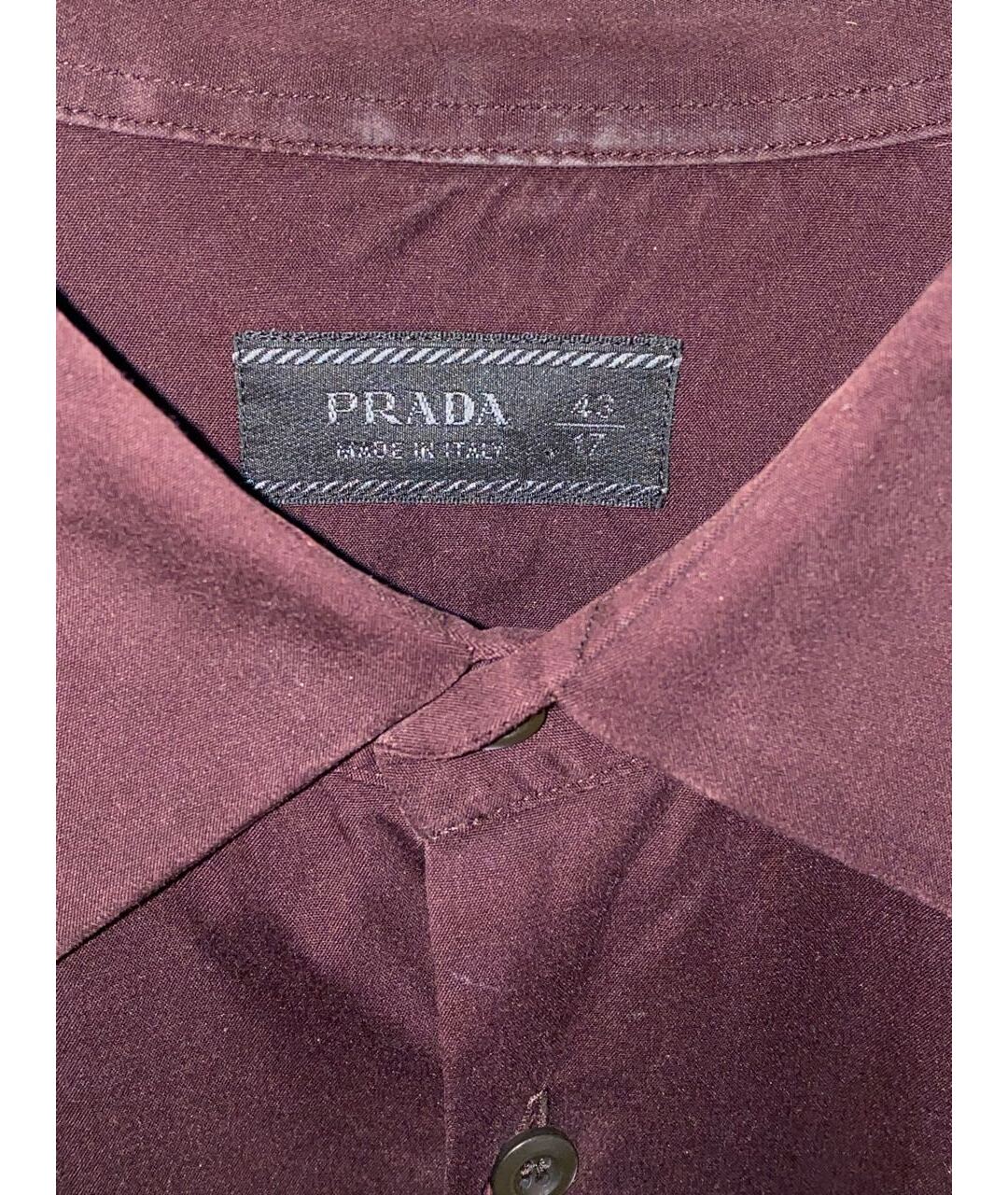 PRADA Бордовая хлопковая классическая рубашка, фото 5