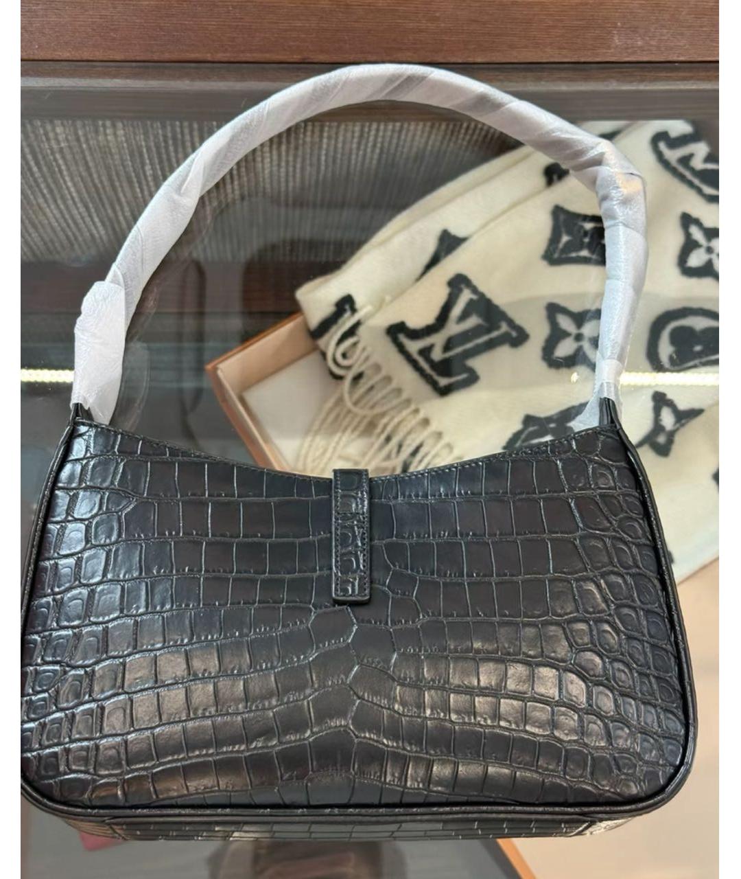 SAINT LAURENT Черная кожаная сумка с короткими ручками, фото 3