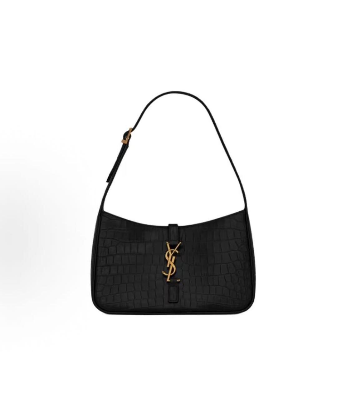 SAINT LAURENT Черная кожаная сумка с короткими ручками, фото 4