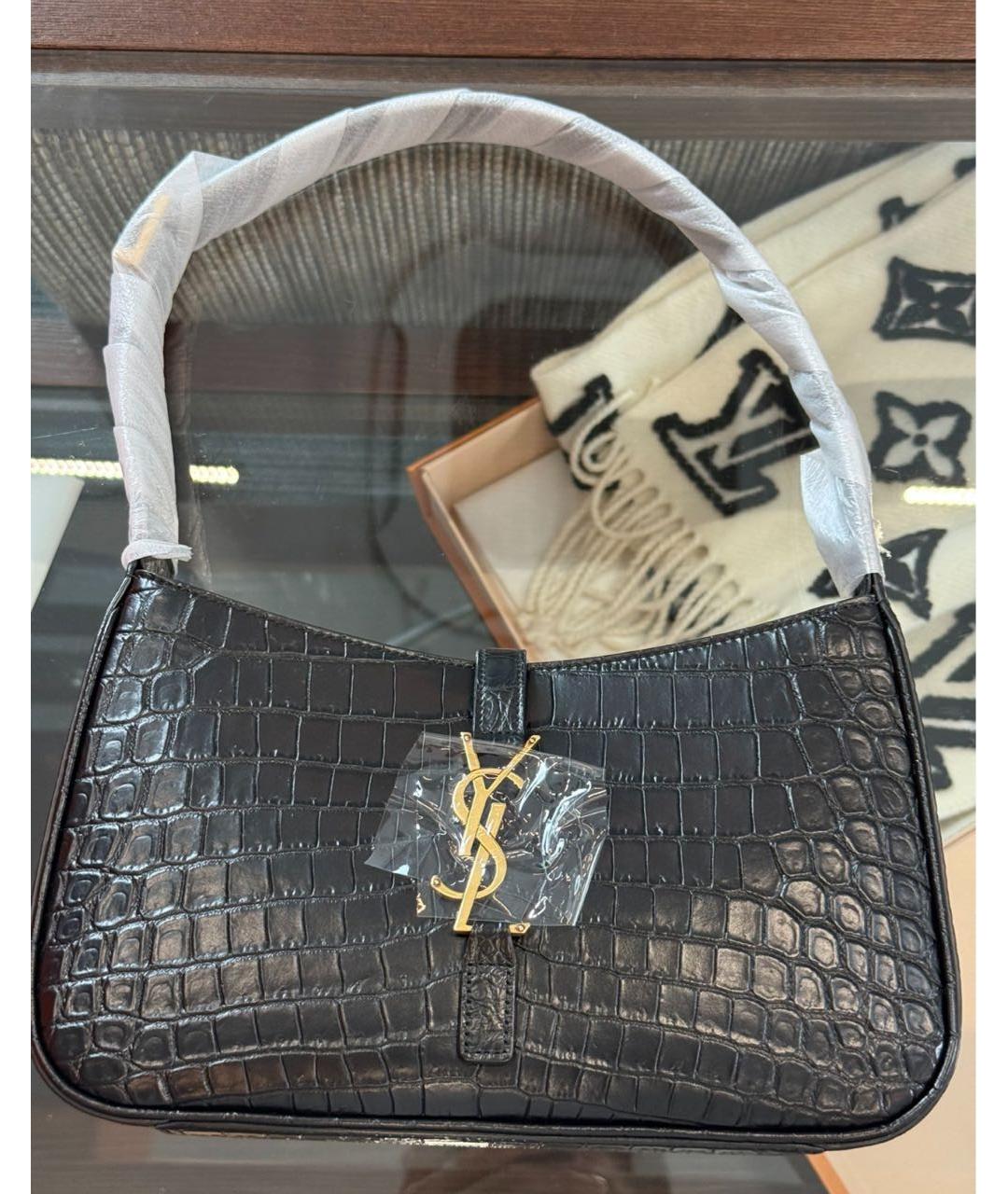 SAINT LAURENT Черная кожаная сумка с короткими ручками, фото 2