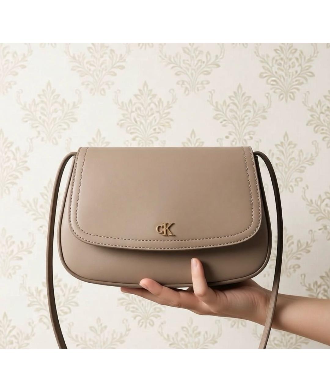 CALVIN KLEIN Бежевая сумка через плечо из искусственной кожи, фото 3