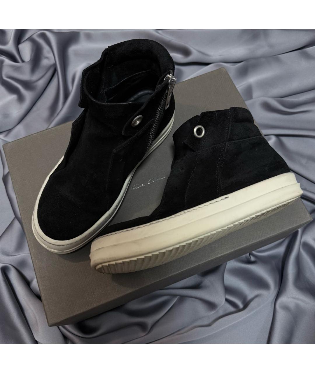 RICK OWENS Черные замшевые кеды, фото 8
