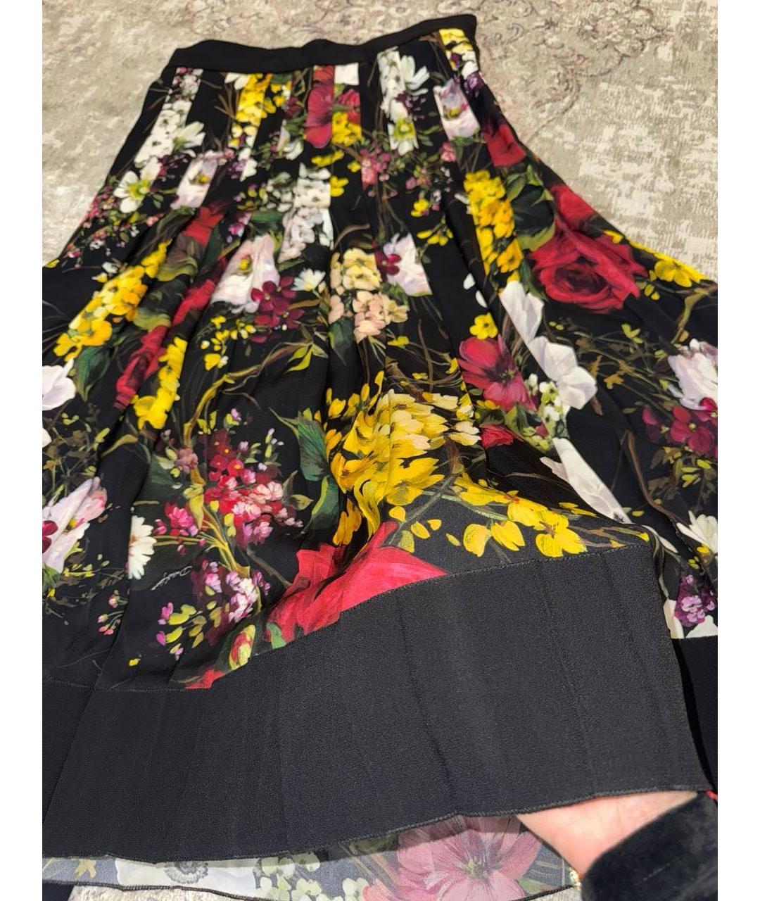 DOLCE&GABBANA Мульти шелковая юбка миди, фото 2