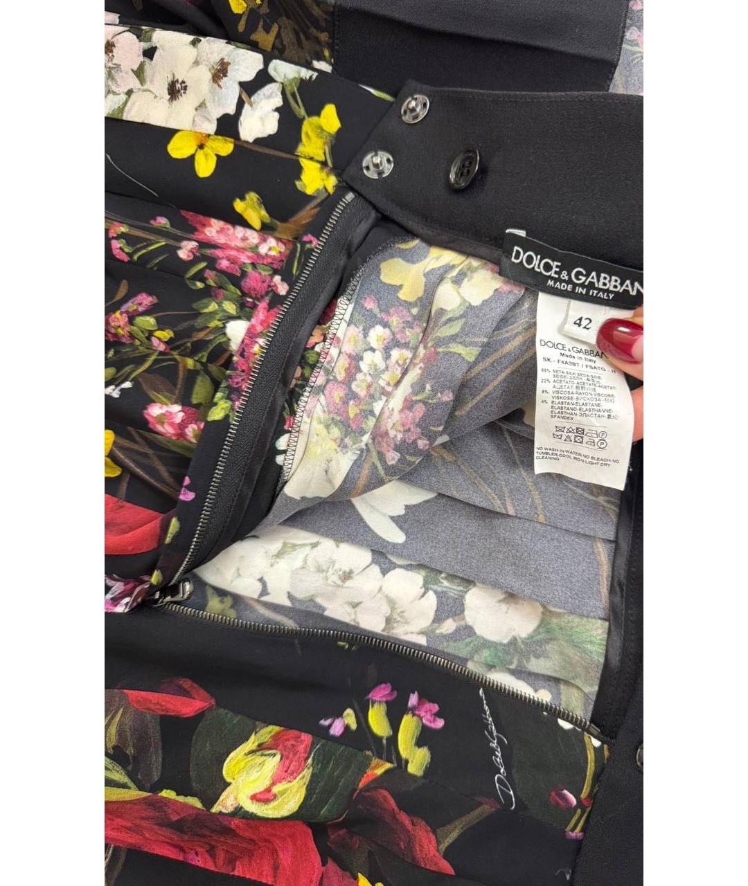 DOLCE&GABBANA Мульти шелковая юбка миди, фото 4