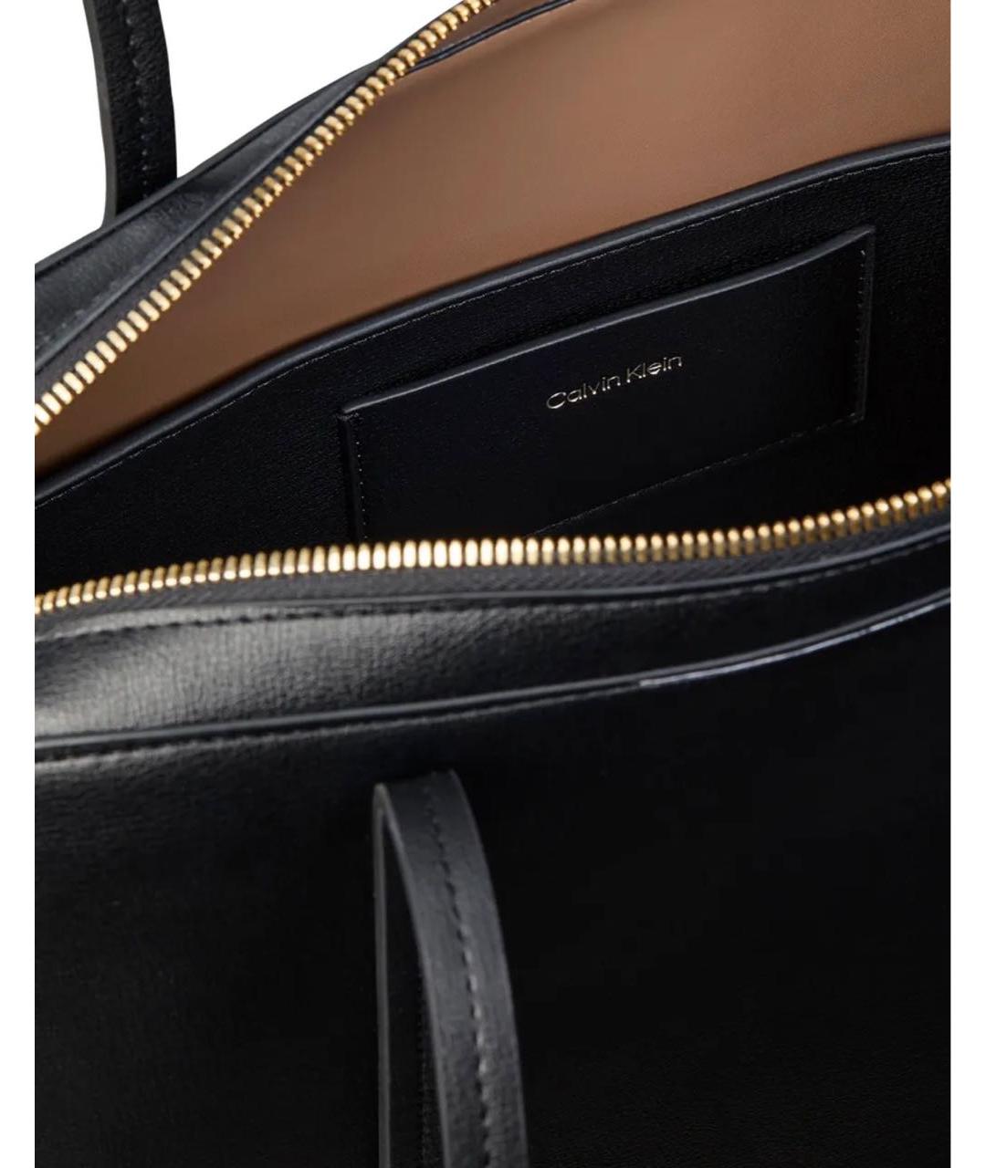 CALVIN KLEIN Черная сумка тоут из искусственной кожи, фото 3
