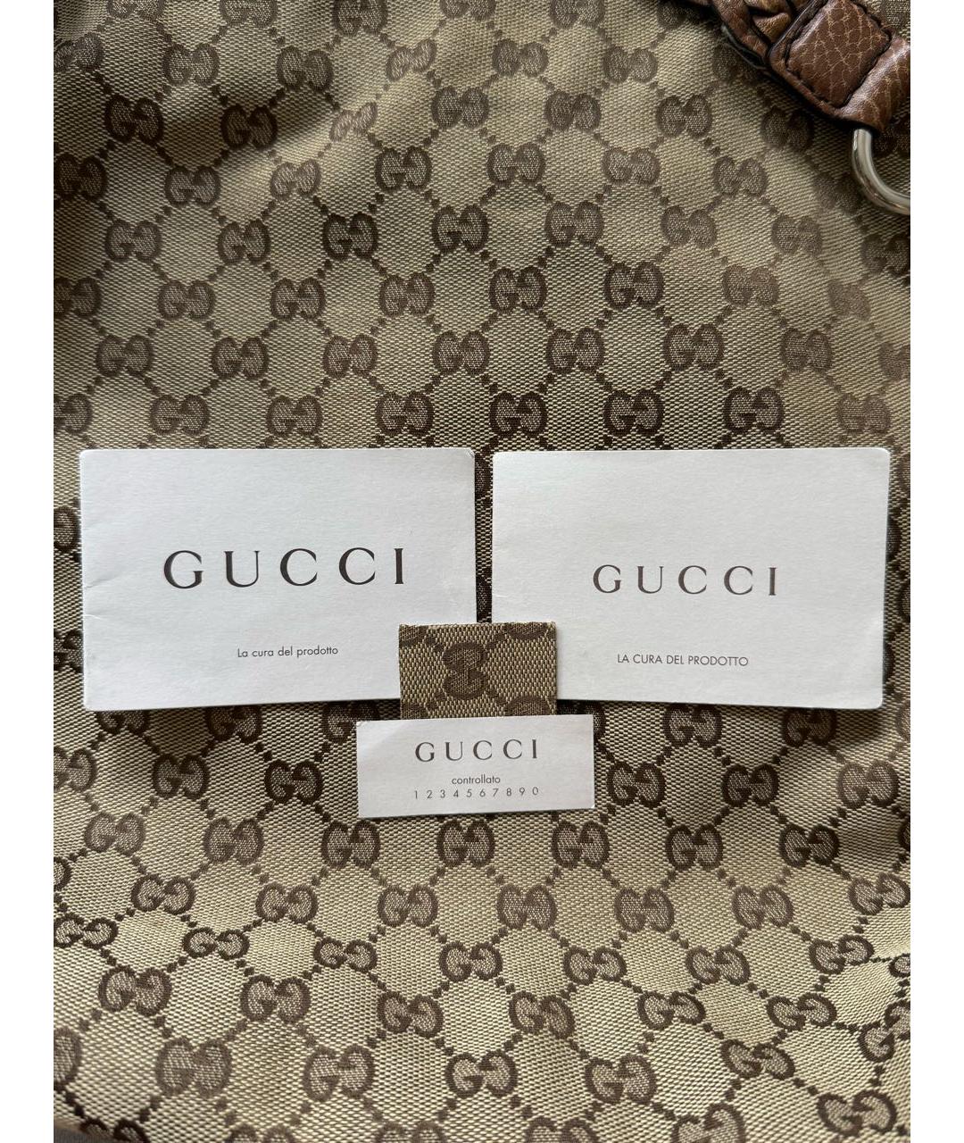 GUCCI Бежевая жаккардовая сумка тоут, фото 6