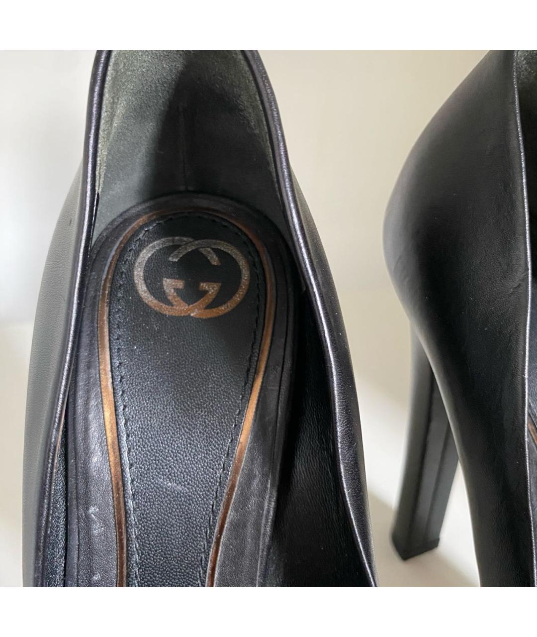 GUCCI Черные кожаные туфли, фото 5