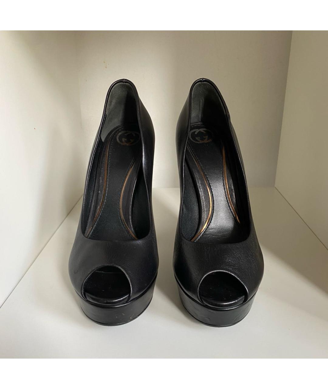 GUCCI Черные кожаные туфли, фото 2