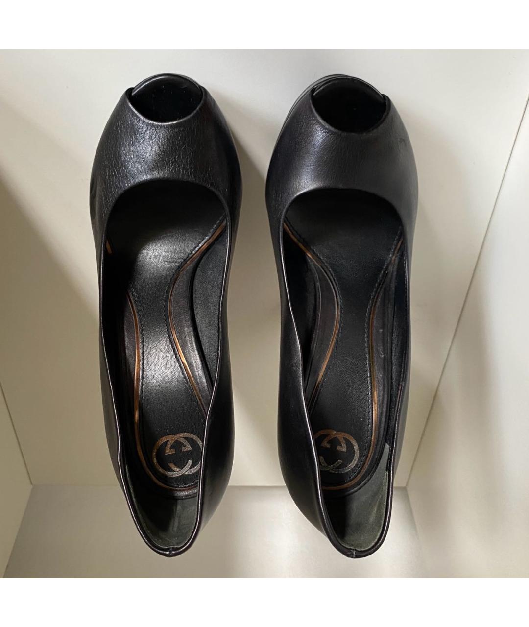 GUCCI Черные кожаные туфли, фото 3