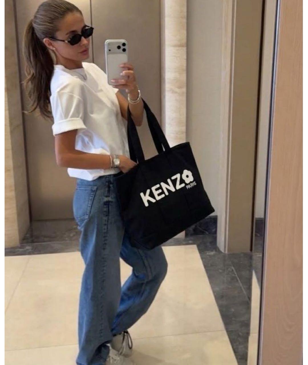 KENZO Черная хлопковая сумка тоут, фото 3