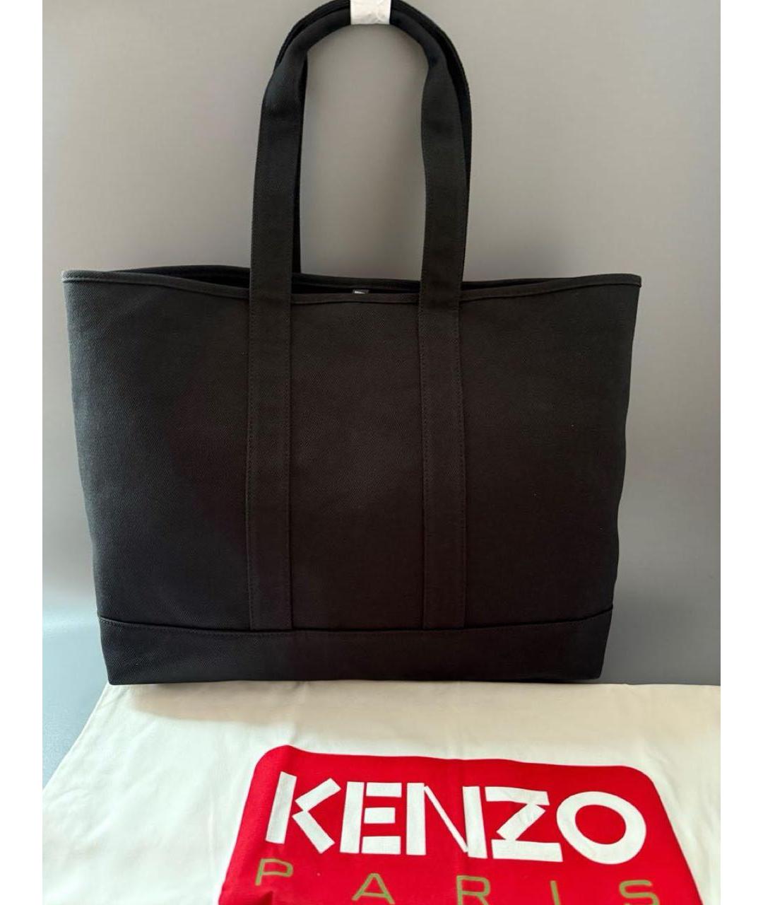 KENZO Черная хлопковая сумка тоут, фото 4