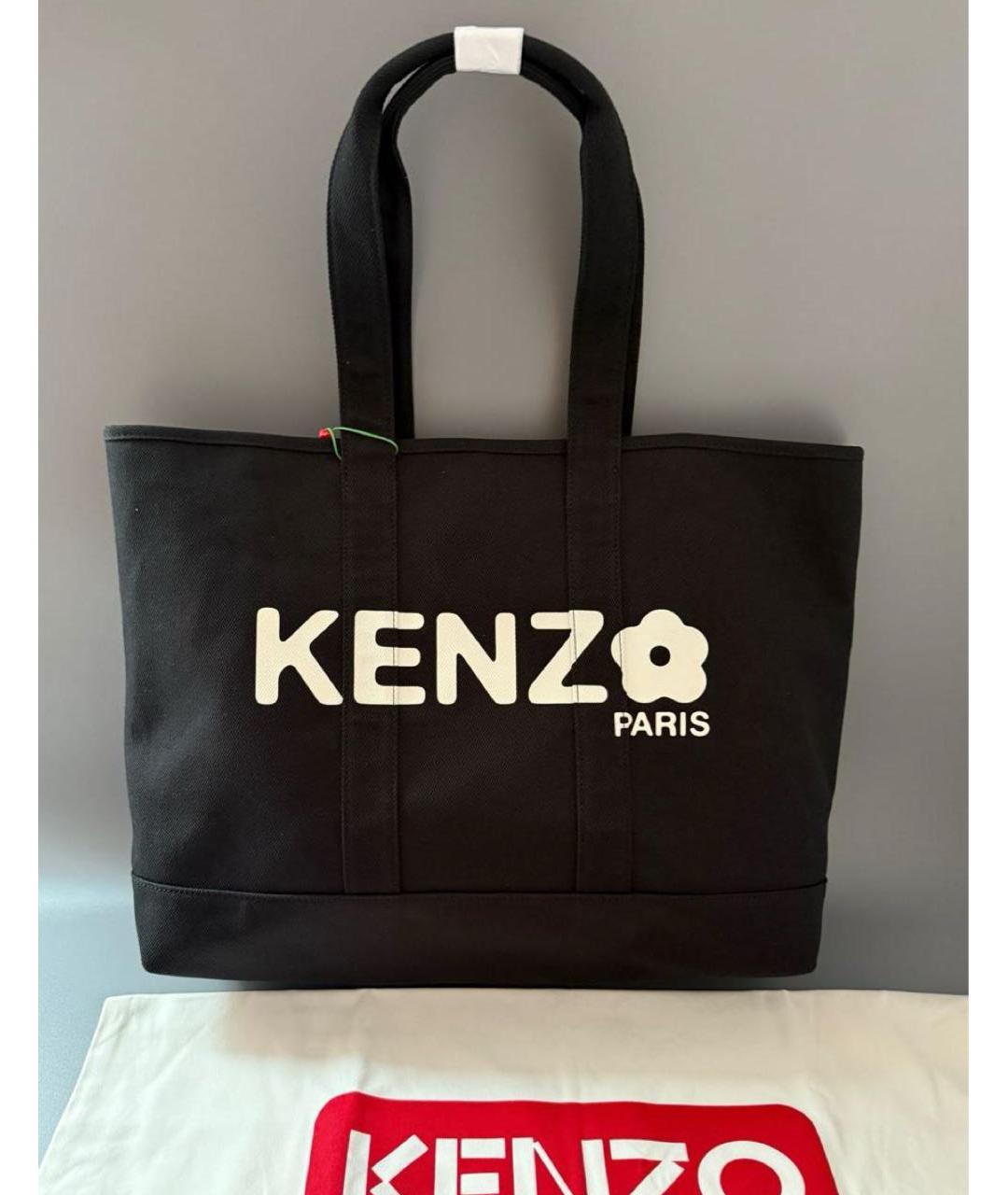 KENZO Черная хлопковая сумка тоут, фото 5