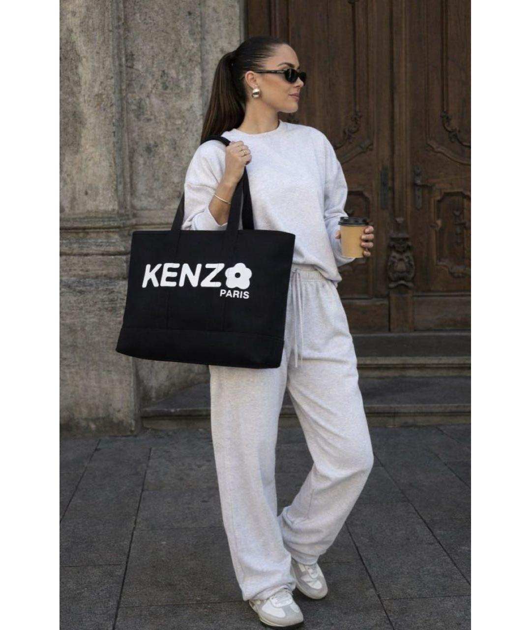 KENZO Черная хлопковая сумка тоут, фото 6