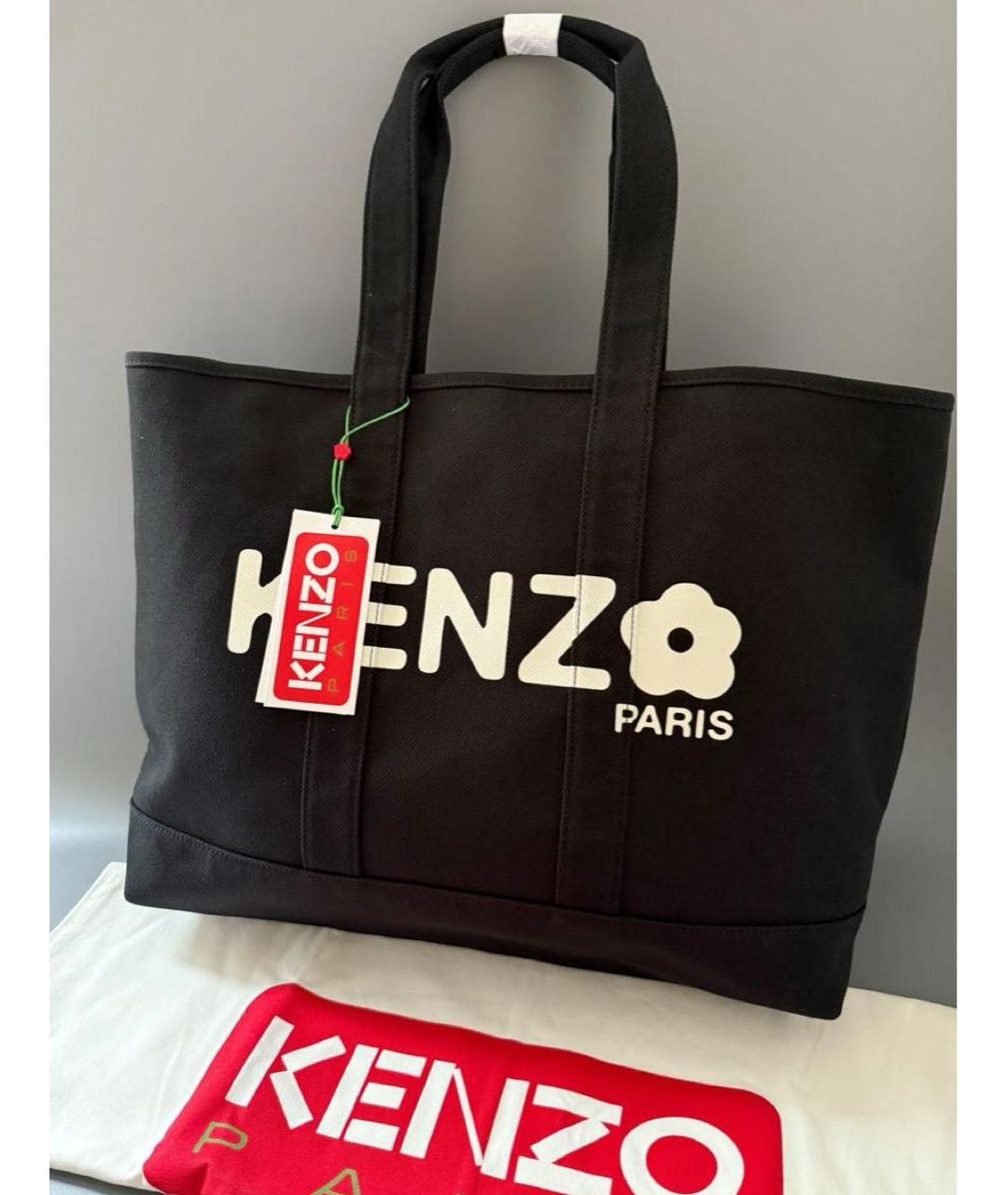KENZO Черная хлопковая сумка тоут, фото 2