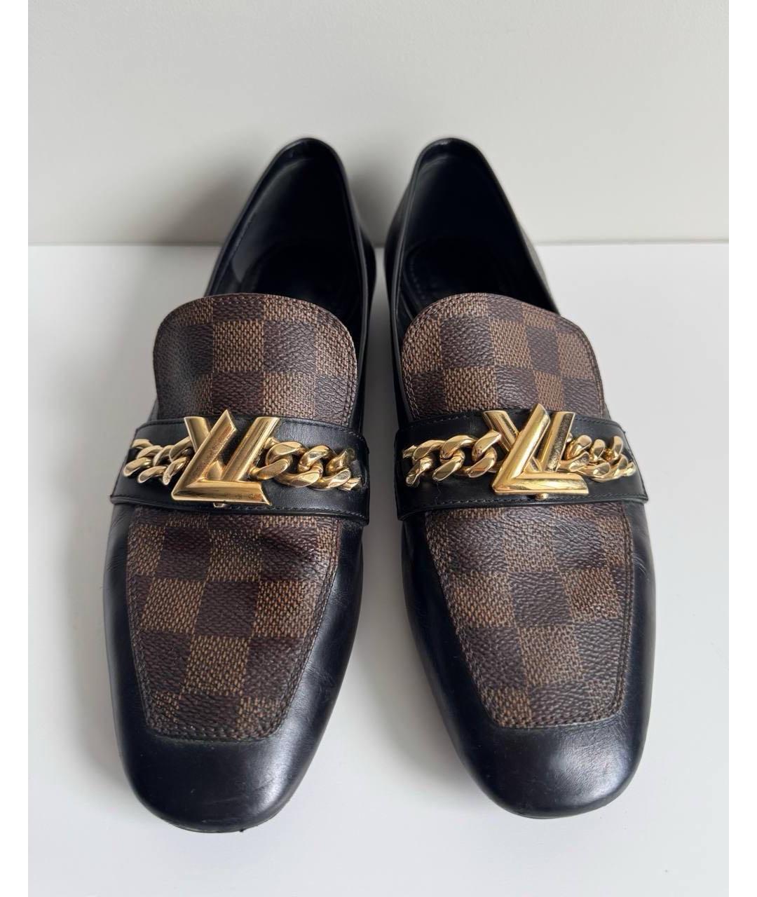 LOUIS VUITTON Черные кожаные лоферы, фото 6