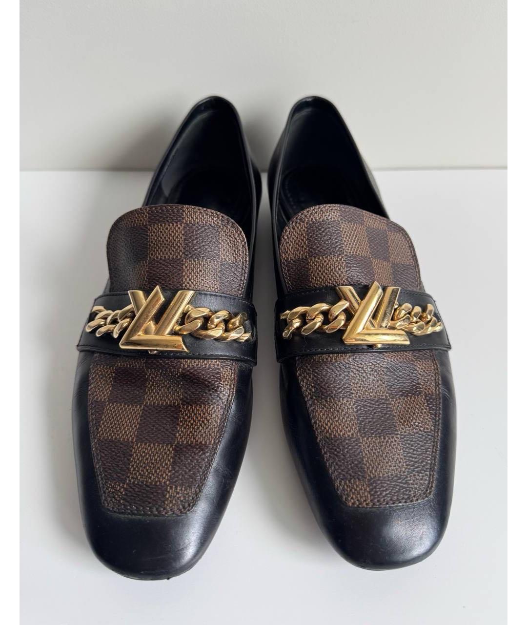 LOUIS VUITTON Черные кожаные лоферы, фото 3