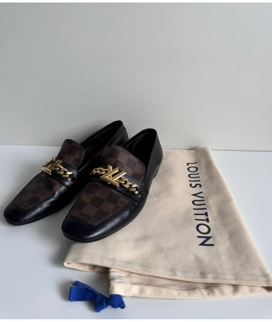 LOUIS VUITTON Черные кожаные лоферы, фото 2