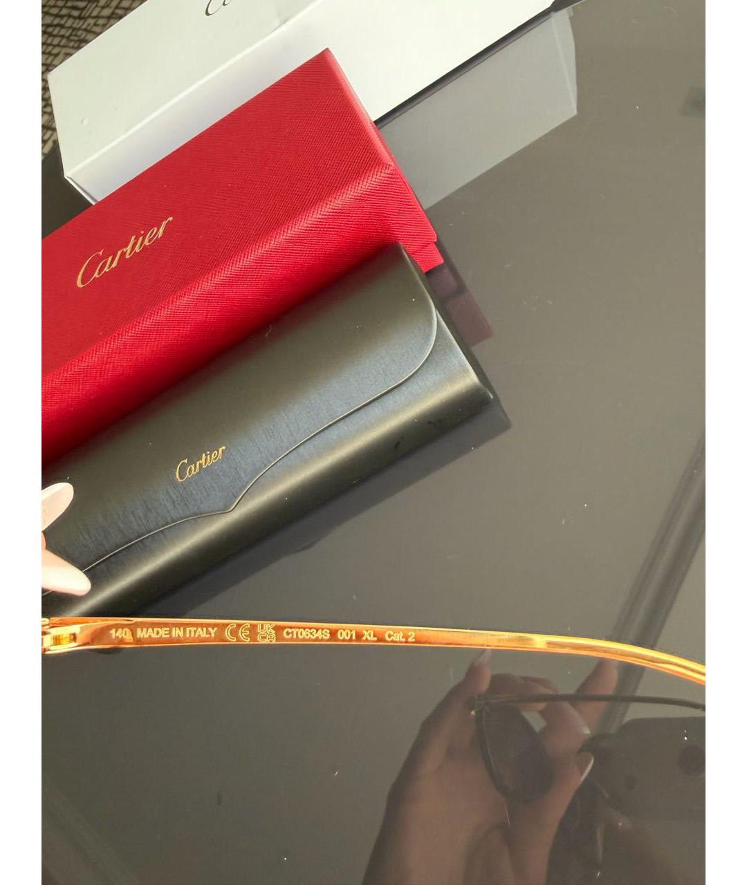 CARTIER Золотые металлические солнцезащитные очки, фото 7