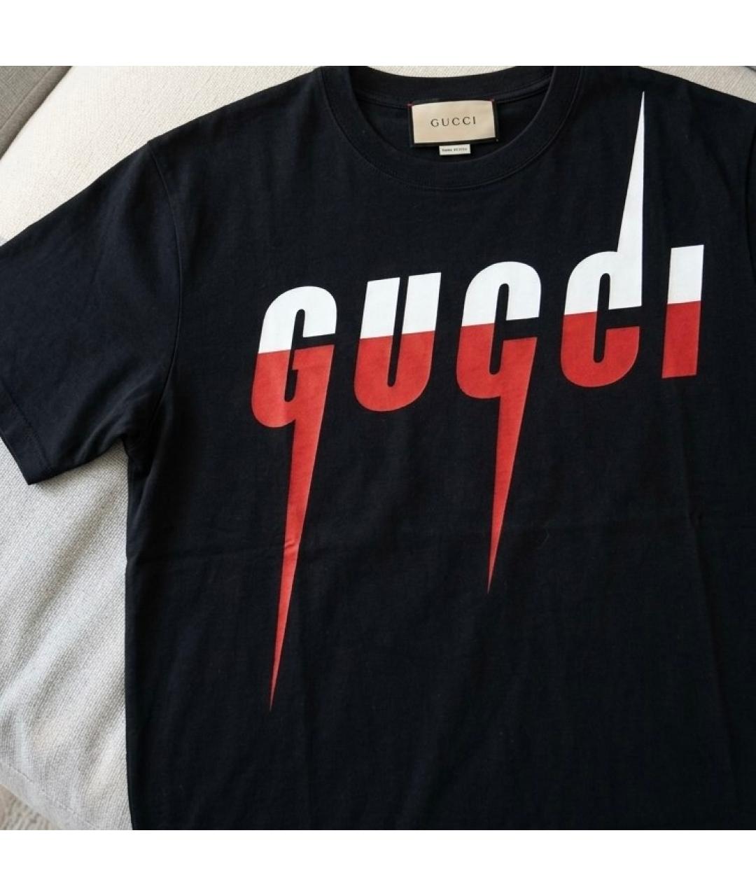 GUCCI Черная хлопковая футболка, фото 3