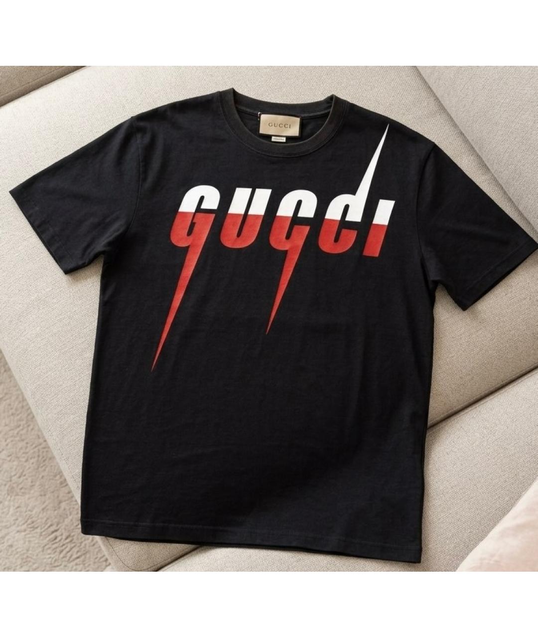 GUCCI Черная хлопковая футболка, фото 5