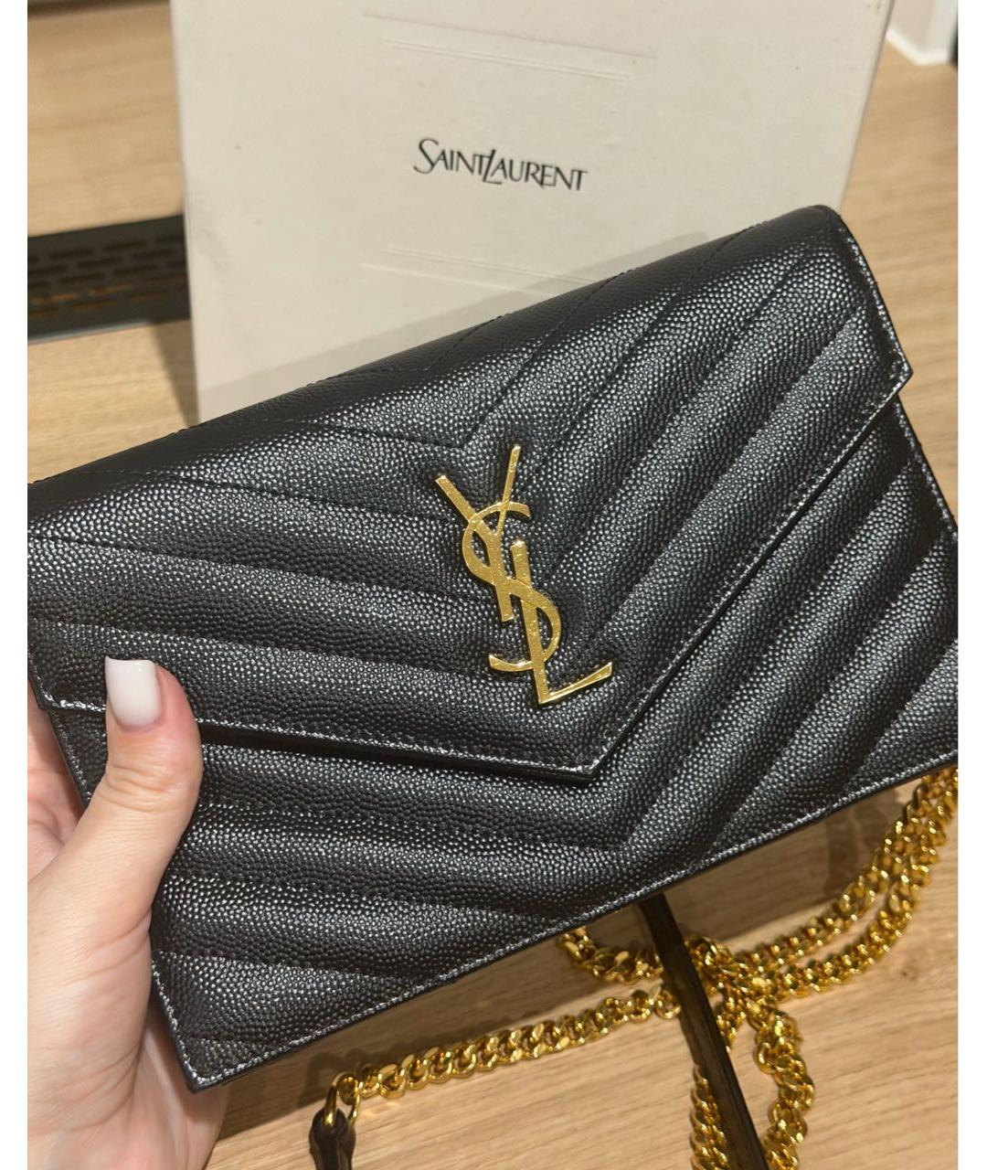 SAINT LAURENT Черная кожаная сумка через плечо, фото 4