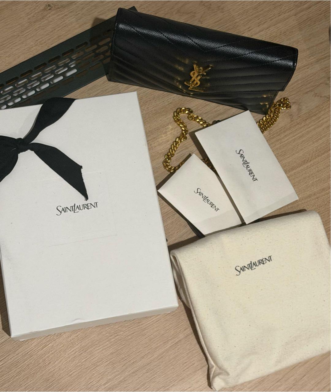 SAINT LAURENT Черная кожаная сумка через плечо, фото 2