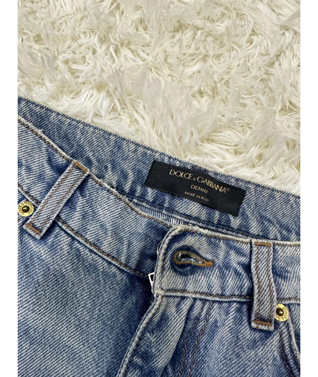 DOLCE&GABBANA Голубые хлопковые прямые джинсы, фото 3