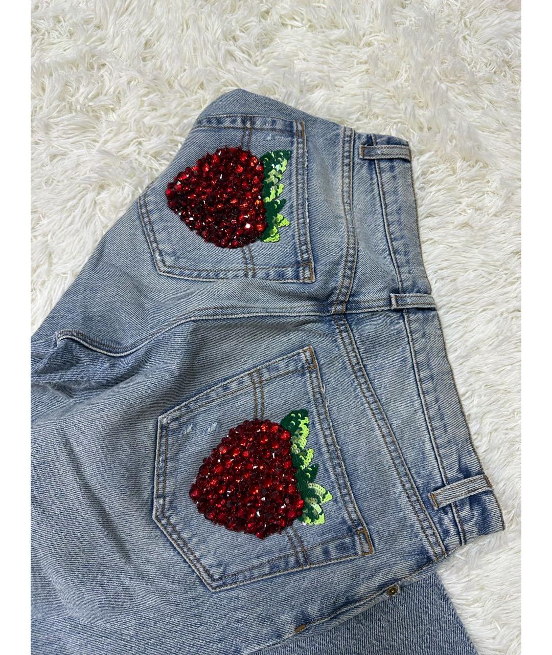 DOLCE&GABBANA Голубые хлопковые прямые джинсы, фото 4